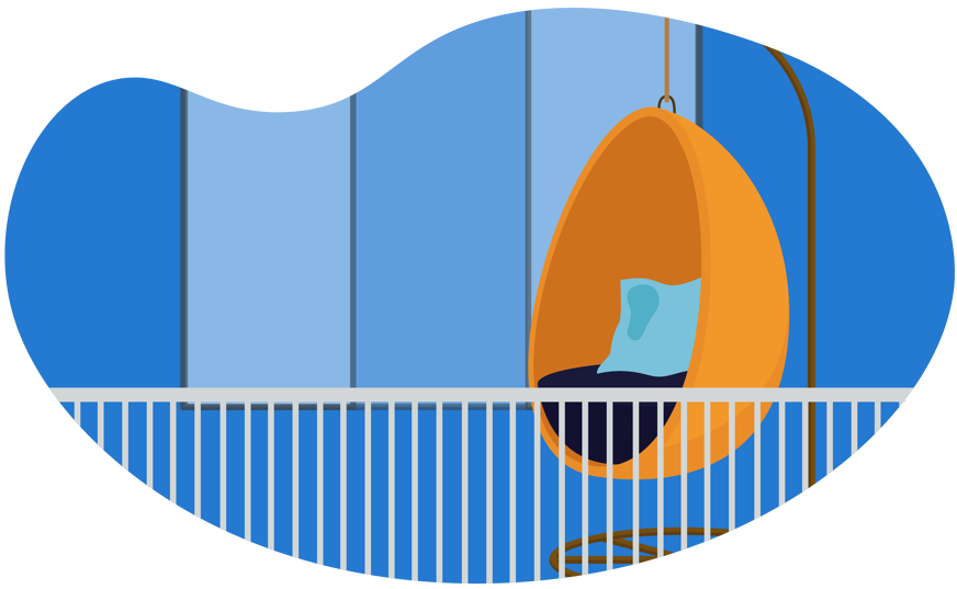 Hängesessel auf dem Balkon